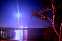 pier moon and tree